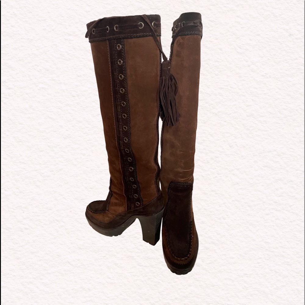 YSL Chocolate,Oak, Black, Suede Boots